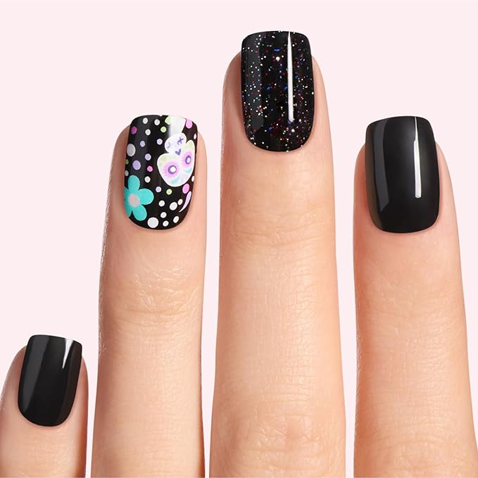 Dashing Diva Gloss Nail Strips - Bone To Pick - UV Free, Chip Resistant, Long Lasting Gel Nail Stickers - 3-Piece Manicure Set - Contains 32 Wraps, 1 Prep Pad, 1 File
