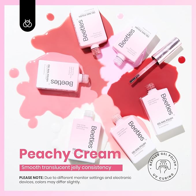 Beetles Nude Gel Nail Polish Set - 6 Colors Hema Free Summer 15ML Jelly Gel Polish Neutral Nude Pink Milky White Sheer Translucent Effect Full Size Soak Off UV Salon Colorful Bottle Gel Gift for Women