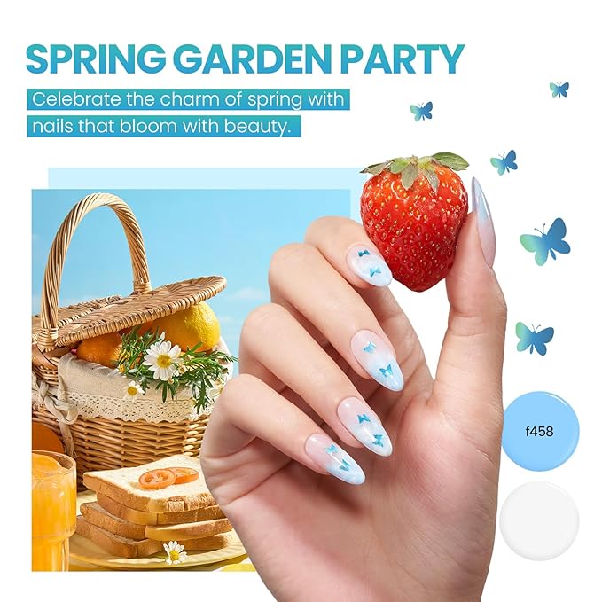 Beetles Gel Nail Polish Kit with U V Light: 19 Pcs Garden Party Pastel 8 Colors Soak Off Gel Nail Set with Base and Top Coat, Sticker accessories All in One Manicure Party Favors