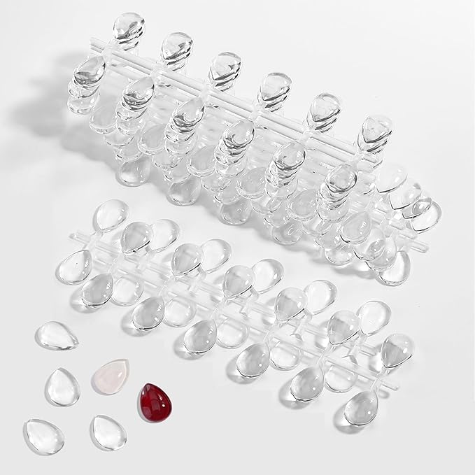 240Pcs Solid Teardrop Nail Polish Swatches Mini Display Cards Crystal Clear Glass Nail Color Swatch Dots Chart Tips for Nail Salon Training Practicing Beginners Professionals