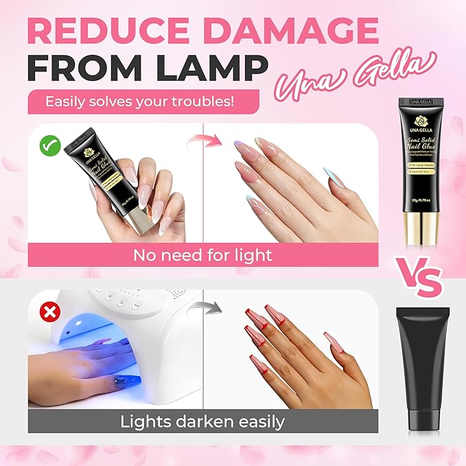 UNA GELLA Super Strong Nail Glue for Press On Nails: 20g, Soft Gel Nail Tips No Lamp Need, Fast-curing, Long Lasting, Semi Solid Gel Nail Glue for Fake False Acrylic Nails