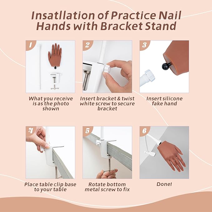 Practice Hand for Acrylic Nails,Silicone Nail Practice Kit for Hands,with Flexible Bendable Fingers,Nail Art Gel Polish Practice, Manicure Supplies for Beginners