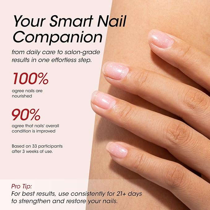Gellen Active Glow Nail Polish, Nail Concealer Strengthener One-Step Plant Based Care for Nourished Healthier Nails, Strength-Boost Complex Hexanal Pro-Vit B5 Calcium, Ultra-Glowy Milky Shine Finish