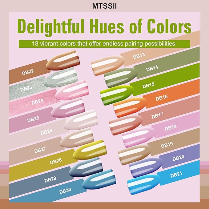 MTSSII Gel Nail Polish Set 18 Colors Nude Gel Polish Kit Pink Purple Green Blue Long Lasting Soak Off UV Nail Polish Set Gifts for Women