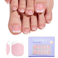 Beetles Toe Nail Press Ons Short - White French Tips Press On Toe Nails Square for Women - Perfect fit for feet with Jelly Glue Fast Dry Glue Fake Toenails in 18 Sizes- 72 Toenails Kit