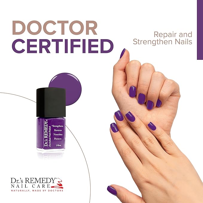 Dr’s Remedy Enriched Nail Polish: Non Toxic, All Natural, and Organic - Doctor Formulated: Strengthens, Restores, Heals, and Protects '24-Free' - VIVACIOUS Violet