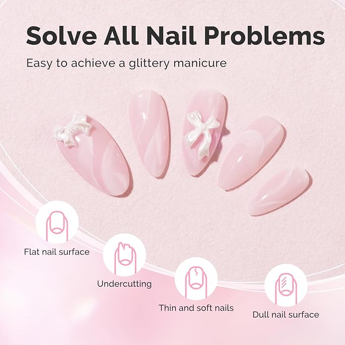 MelodySusie Builder Nail Base Gel Pink Builder Gel for Nails Thickening, Soak Off UV Gel,Extension Gel Rhinestone Nail Glue Gel in a Bottle for Nail Art Design Gift for Women-76