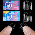 BlueZOO Gel Almond & Squoval Nail Tips 600Pcs - Medium 2 Shapes Acrylic Fake Nails Pre-etching Tapered Square and Almond Press On False Nail for Extension Manicure Home DIY Salon Supplies, 15 Sizes