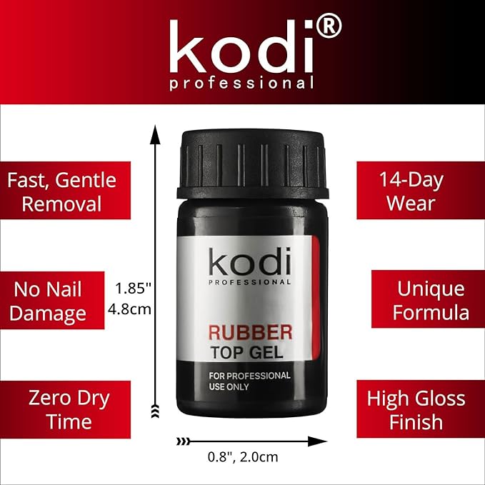 Professional Rubber Top & Base Gel Set By Kodi | 14ml 0.49 oz | Soak Off, Polish Fingernails Coat Kit | For Long Lasting Nails Layer | Easy To Use, Non-Toxic & Scentless | Cure Under LED Or UV Lamp