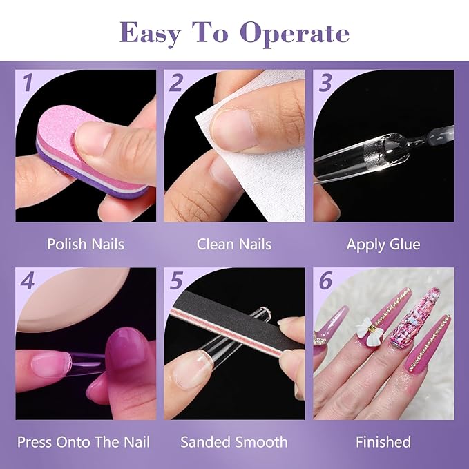 Clear Coffin Nail Tips, Gel Nail Tips for Acrylic Nails Professional，240PCS XL Nail Tips Half Matte Full Cover Ballerina Press on Nail Tips, Slightly C Curve French Nail Tips Use for Nail Extension
