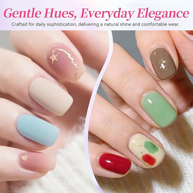 BORN PRETTY Pastel Gel Nail Polish Set 23Pcs -Spring Summer Easter Gift Collection Macaron Candy Sweet Nude Pink Green Yellow Purple Neon Hot Pink Gel Polish Kit with Base & Glossy Matte Top Coat