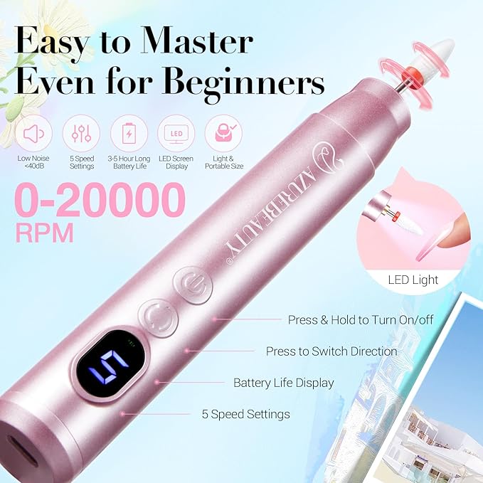 AZUREBEAUTY Dip Powder Nail Kit with Electric Nail Drill 24 Colors Spring Summer Macarons Purple Pink Nail Starter Kit with Dip Liquids Base Top Coat Activator Portable French Art Essential Easter Set