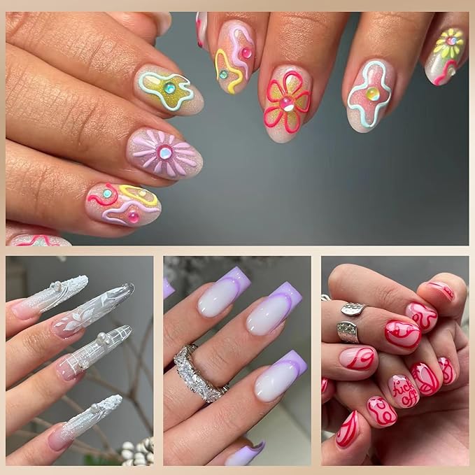 Laza 2pcs Nail Brushes, Nail Drawing brush for Petal and Butterfly Detailing,Double Ended Nails Art Brushes for French Lines and Nail Painting, Nail Art Tool Set for Manicure DIY Nail Design
