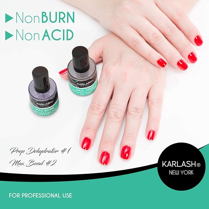 Karlash Professional Made in USA Natural Nail Prep Dehydrate & Acid-Free Bond Primer, Nail Bonding, Superior Bonding Primer for Acrylic Powder and Gel Nail Polish 0.5 oz Kit