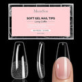 MelodySusie Long Coffin X Nail Tips - 300Pcs 15 Sizes Clear Acrylic, Half Matte Full Cover Press on Nails for DIY Extension & Salon Use,Pre-Shaped for Long-Lasting Manicure