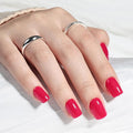 Press on Nails - Short Square Rose Pink Nails Press ons for Women, Reusable Glossy Finish Glue On Nails 30 Pcs 15 Sizes Fake Nails Kit with Glue, Berry Rose