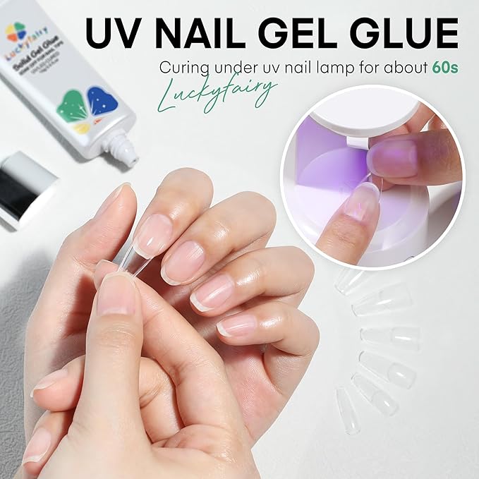 Nail Glue Gel for Nail Tips, Super Strong Solid Gel Glue U V Cured Needed, 15ml Soak Off Soft Adhesive Bonding for Acrylic Nails, Nails Extension Fake Nails