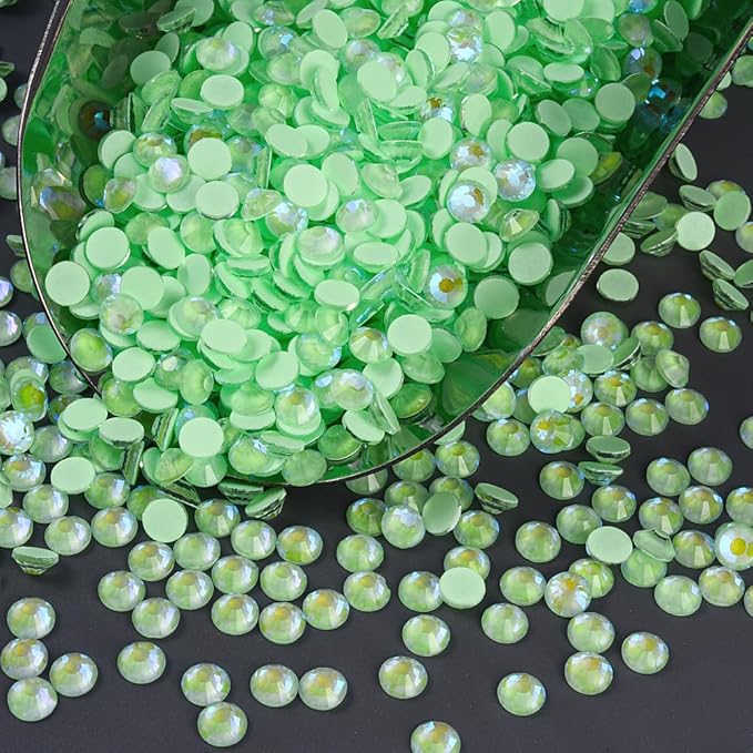 Blinginbox Flatback Rhinestones Round Gems, 1440pcs Luminous Series Glass Stones Neon Gems Non Hotfix Crystal Rhinestones for Nail Charms Crafts Clothes Tumblers,Mac. Mint AB Luminous,SS10.