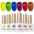 Born Pretty Jelly Gel Nail Polish Spring Summer Neon Gel Polish,Brown Blood Wine Red Blue Purple Green Translucent Effect,Soak Off U v LED Light Cure Nail Art Kit for Salon Manicure and DIY at Home