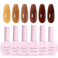MelodySusie Jelly Gel Nail Polish Set,6 Transparent Colors,Milky or Jelly Texture,Warm Harvest Colors Soak Off UV LED Light Cure or Salon Manicure and Nail Art DIY at Home 15ML 0.3Fl Oz