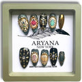 ARYANA NEW YORK Handmade Press-On Nails – Medium Almond, 3D Crystal Luxury Design, False Tips for Women – Love Bugs Collection (Medium)