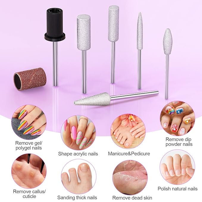 20000RPM Electric Nail Drill Compact Portable Efile Professional Manicure Pedicure Nail File Drill Kit for Acrylic, Gel Nails and Home Salon Use