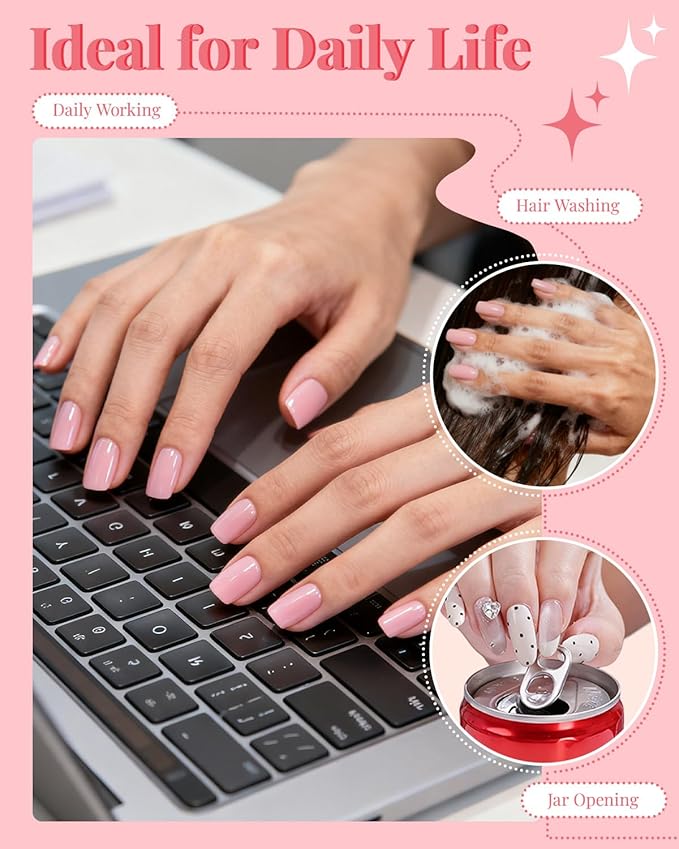 MORGLES Short Square Nail Tips, 240 Pcs Half Cover Fake Nail Tips Square Pre-shaped, 12 Sizes Press on False Nails for Acrylic Nail Extension, Home DIY and Salon