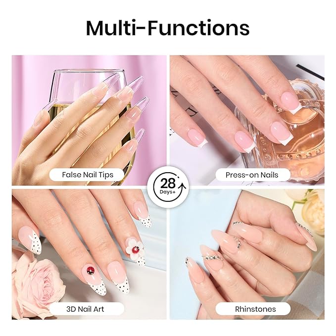 Beetles 30g Solid Nail Glue Gel for Nail Tips Press On Nails, Beginner-Friendly, Clear Hard Gel for Nail Extension & 3D Sculpting Nail Art, UV & LED Cured