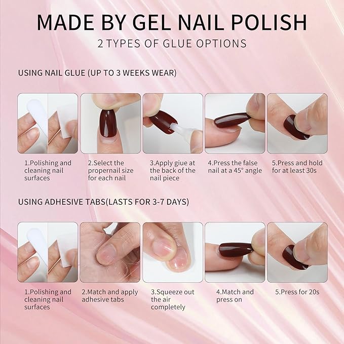 Brown Cat Eyes Press On Nails,12 Sizes-24 Pcs Soft Gel Light Brown Medium Coffin Fake Nails Kit with Nail Glue, Natural Reusable Stick On False Nails for Women and Girls (Skycloud Brown Nails) SK0826