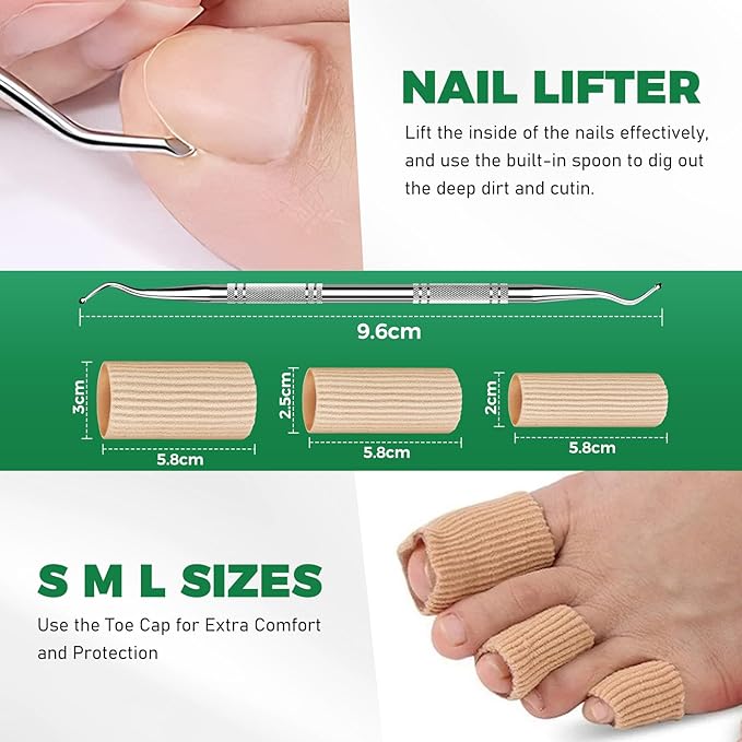 Ingrown Toenail Kit - Ingrown Toenail Drops, Ingrown Toenail Set - 60 Pcs Toenail Straightener Strips -Toenail Lifter Small Scissors