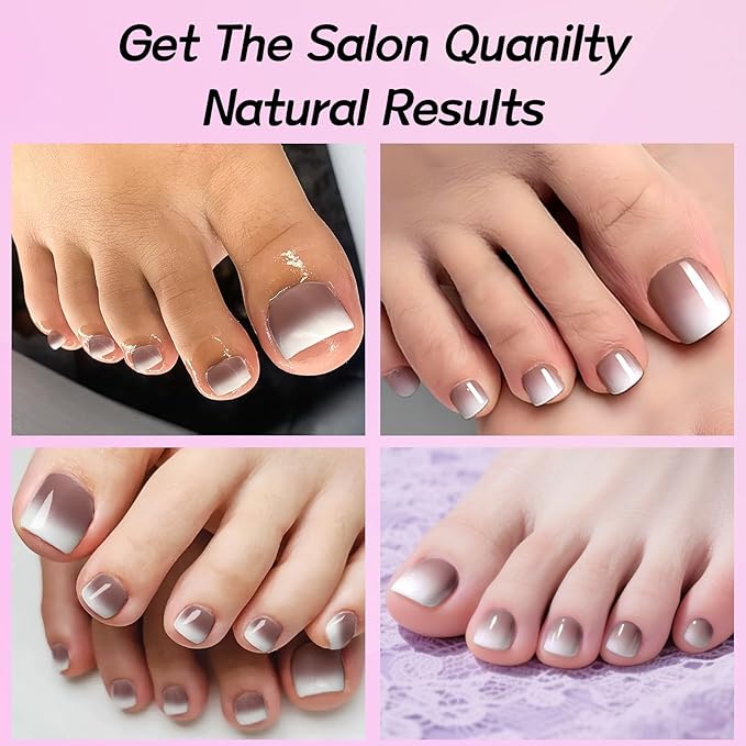120PC Ombre Press on Toenails for Women Fake Toe nail Press ons Acrylic Toe Press on Nails Set, Ombre Press on Toe Nails Press on Fake Toenails Press ons Acrylic Toe Nail Tips Kit&Glue Tab-J