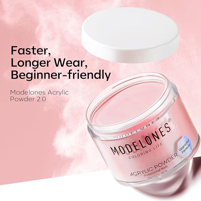 Modelones Acrylic Powder, 4.23oz Upgraded Cover Pink Nail Acrylic Powder for Nail Art 3D Carving French Nails Extensions, Non-Yellowing, Valentines Day Gifts for Women