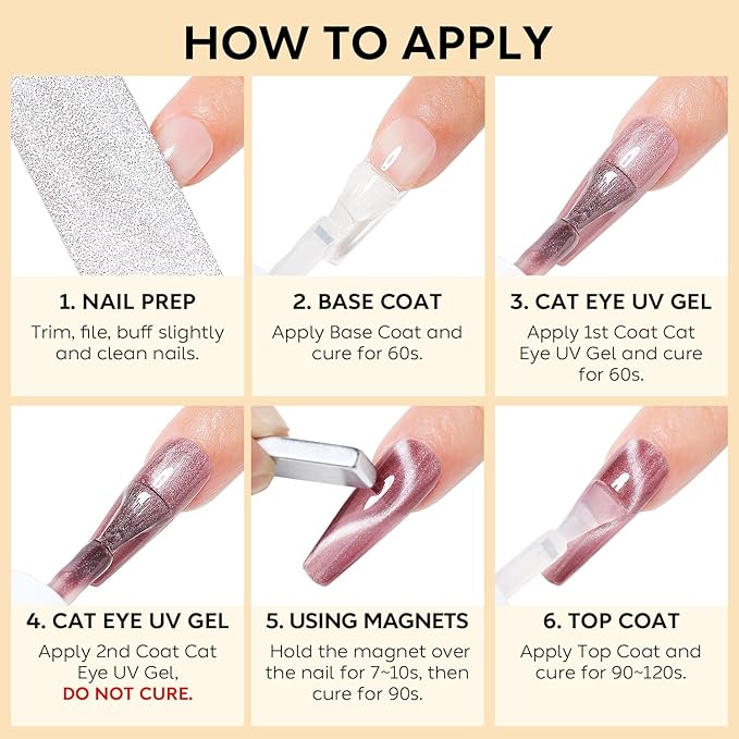 Nicedeco Cat Eye Gel Nail Polish, Hema Free, Cruelty Free, Vegan, High Gloss Long Lasting Soak Off LED U V Gel 12 Colors Kit 12