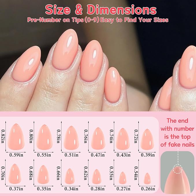 120pc Pink Almond Press on Nails Short Fake Nails Press ons for Women Acrylic Nails Press on Nails&Glue Tabs, Short Pink Press on Nails Almond False Nail Tip Stick on Artificial Fingernail