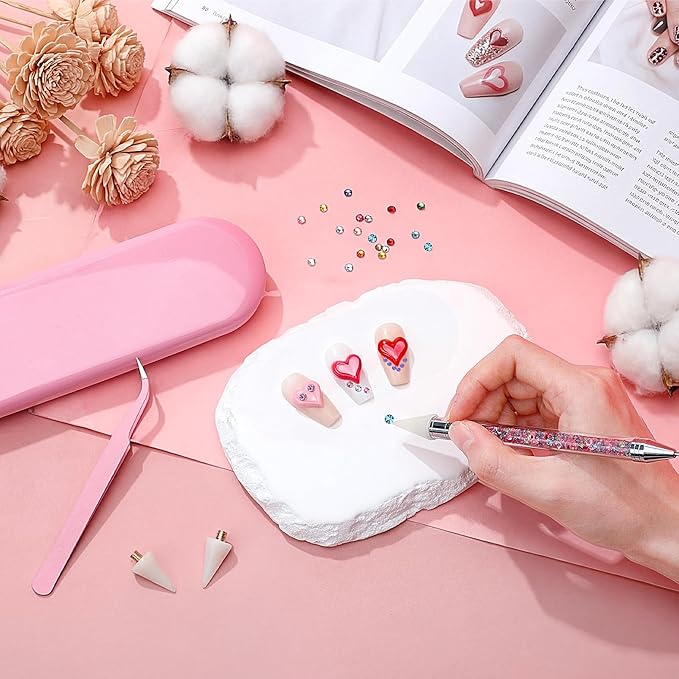 Tatuo Rhinestone Picker Tool Set Wax Pen for Rhinestones Diamond Art Painting Dual Head Dotting Pen with 2 Extra Wax Tips and 1 Nail Art Tweezer for Nail Arts DIY Crafts (Colorful)