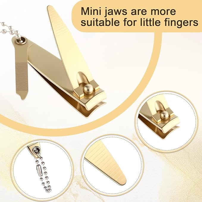 Bememo 12 Pieces Stainless Nail Clippers Set Fingernail and Toenail Clippers Nail Cutter Tool Set for Men and Women(Gold)