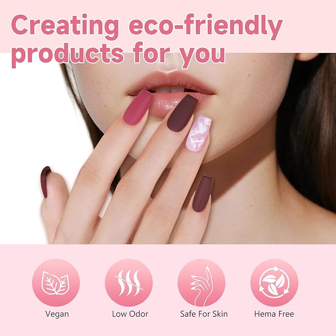 Gel Nail Polish Set Rose Coast 6 Pcs 15ml-with LED Light & Rubbing Strips , HEMA & TPO Free, DIY Manicure Kit with Glossy & Matte Finishes, Christmas New Year Gift for Women