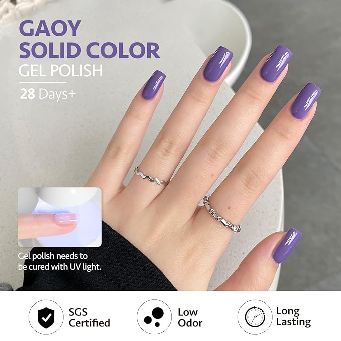 GAOY Purple Gel Nail Polish Set, 6 Colors Glitter Spakle Soak Off UV Light Cure Gel Polish Kit for Salon and Nail Art DIY at Home