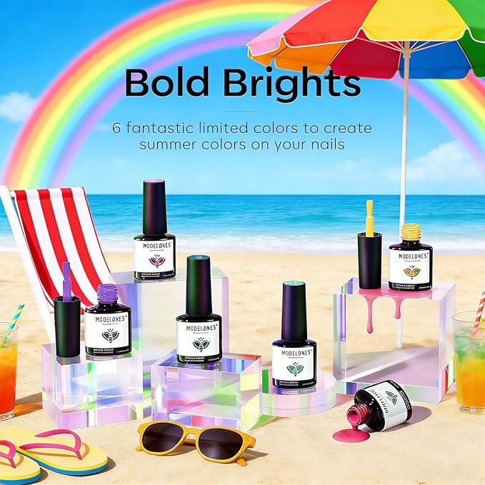 modelones Neon Gel Nail Polish Set, 6 Colors Summer LGBT Neon Bright Hot Pink Green Navy Blue Purple Orange Yellow Nail Gel Kit Soak Off Nail Art Design Manicure DIY at Home Salon Gift Unisex
