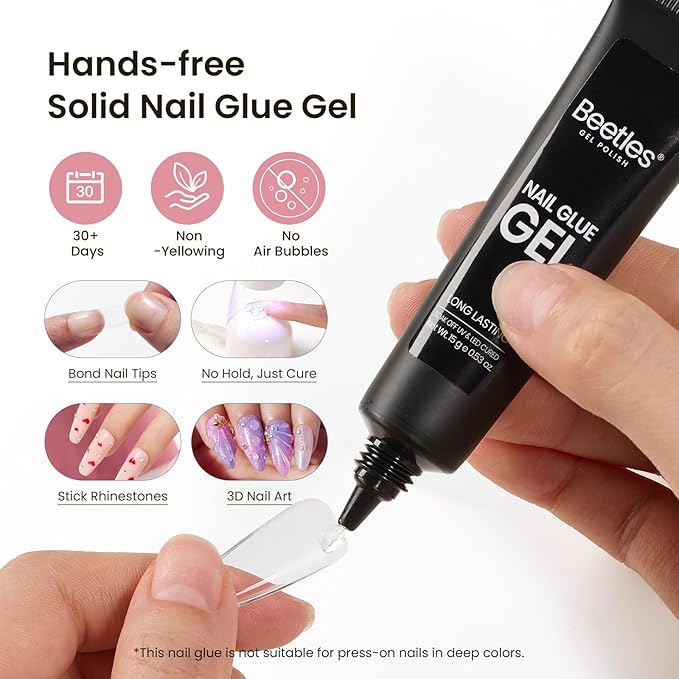 Beetles Gel Nail Kit Long Coffin, with Dehydrator and Primer, 576Pcs Half Matte Etch-X Gel Nail Tips Solid Nail Glue Mini Lamp Acrylic Tips Easy DIY Extension Set Gift for Women