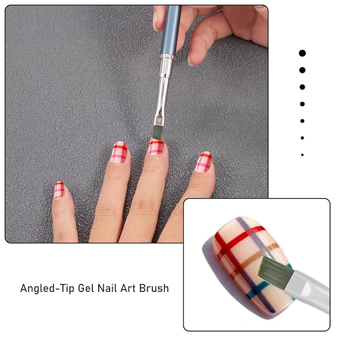 DANNEASY Nail Art Brushes for Gel Polish, Angled Nail Polish Clean Up Brushes For Cleaning Polish Mistakes on the Cuticles, Gel Nails Art Brush Design Tools Acrylic Manicure Brushes