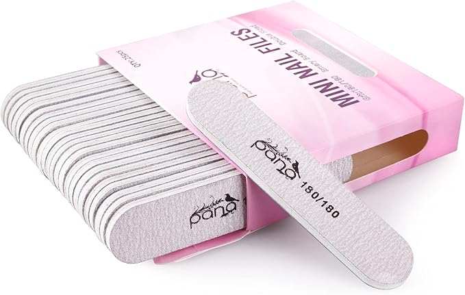 25pcs - PANA Mini Double-Sided Emery Nail File for Manicure, Pedicure, Natural, and Acrylic Nails - Zebra (Grit 180/180)