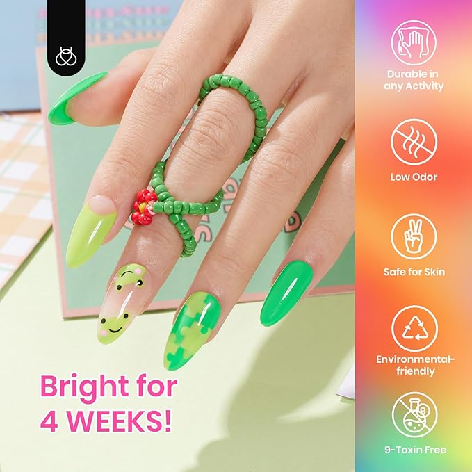 Beetles Summer Gel Liner Nail Polish Set - 6 Neon Gel Nail Polish Colors Hot Pink Orange Blue Yellow Paint for Nails Built Thin Brush in Bottle Soak off Uv LED Lamp Nails Art