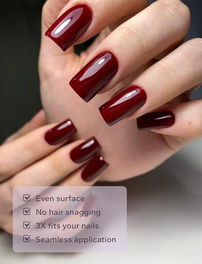 Nail Polish Strips – 32PCS UV Free Salon Quality Wraps, Long Lasting Gel Nail Stickers for Women (True Crimson Red)