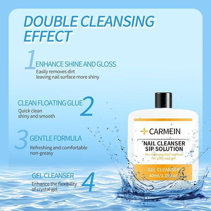 Poly Gel Slip Solution & Nail Cleaner - Professional Polyester Nail Gel Surface Cleaner for Nail Care (3pcs)40ml/1.35 fl oz