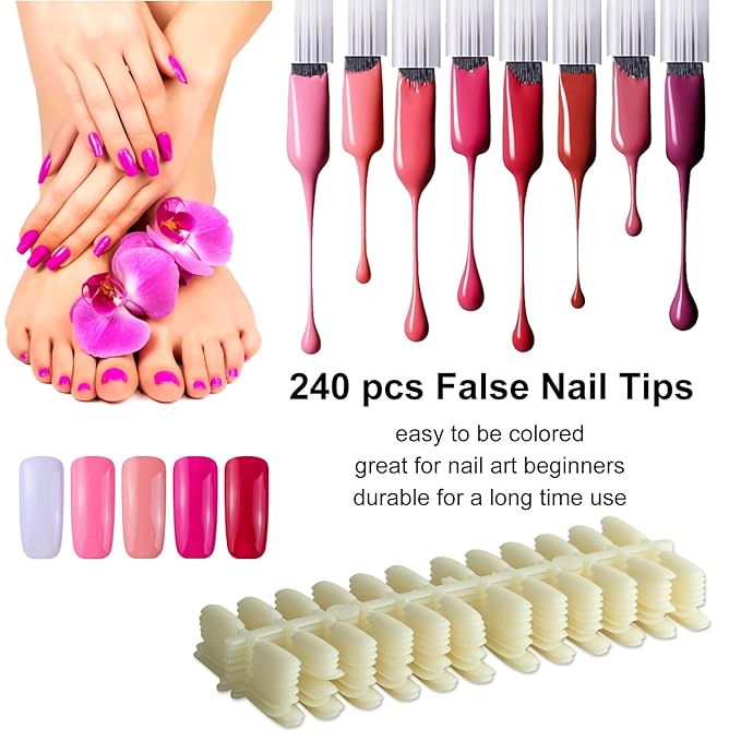 216 Nail Color Book,Nail Color Display Book with 240 Nail Tips & 1-300 Number Labels,Professional Nail Color Swatches Book for Gel Polish Nails Art Design(Gold)