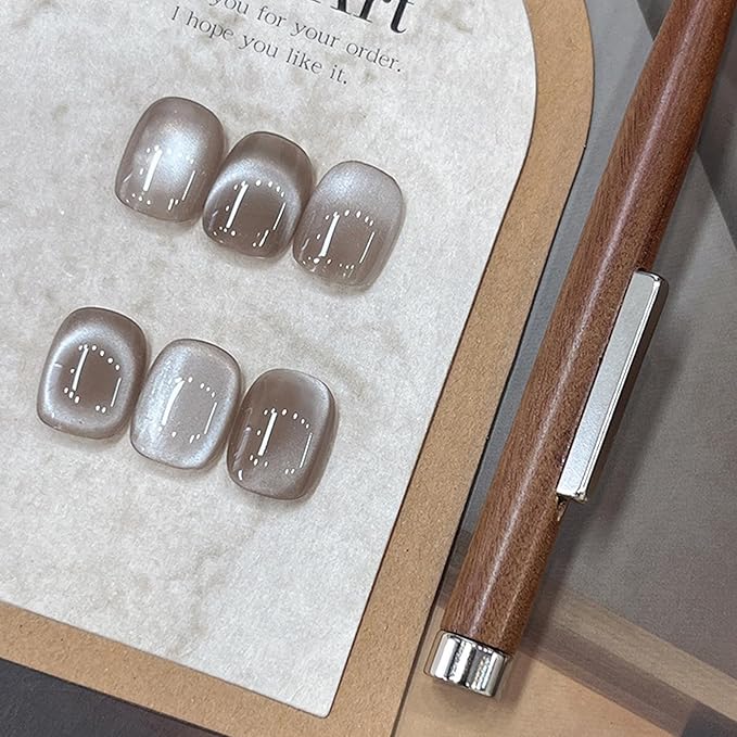 WOKOTO 3 in 1 Acrylic Nail Brush Cat Eye Magnet For Nails, Brown Wood Penholder Nail Art Brushes For Cat Eye Gel Polish Magnet Pen Tools, Nail Magnet & Round Brushes For Nail Art Cat Eye Magnet