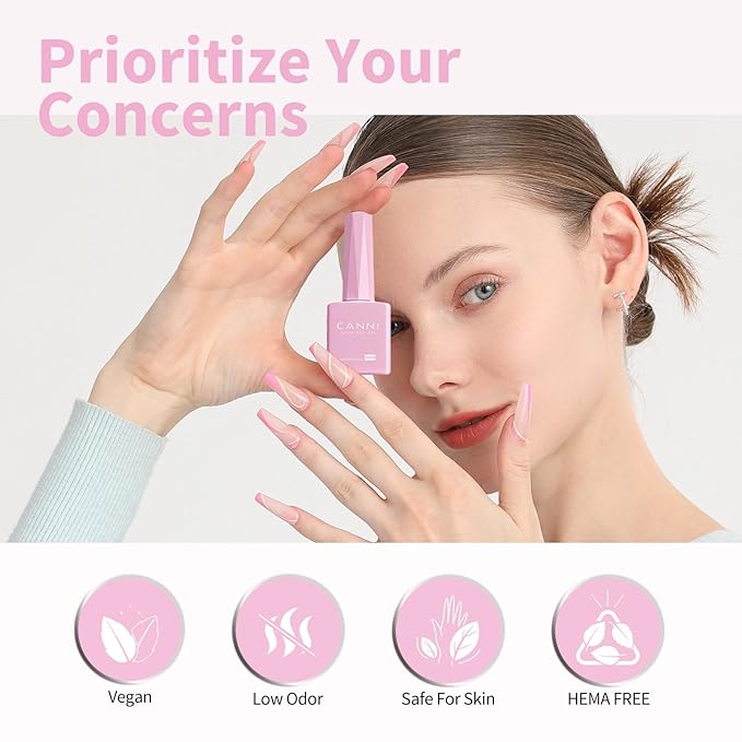 CANNI Light Pink Gel Nail Polish - 1Pcs Baby Pink Gel Polish Pale Pink Color High Gloss Soak Off U V French Nail Manicure Salon DIY