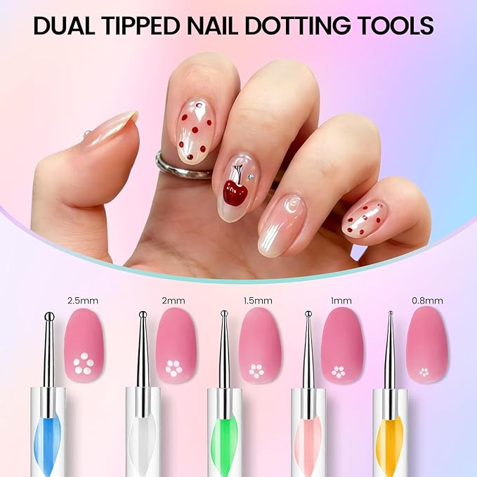 Nail Art Brushes Set: Nail Art Tools with 15Pcs Nail Design Brushes, 5Pcs Dotting Tools, 5Pcs Silicone & Sculpting Brushes, Resin Palette, Brush Holder, Nail File for Painting Nails