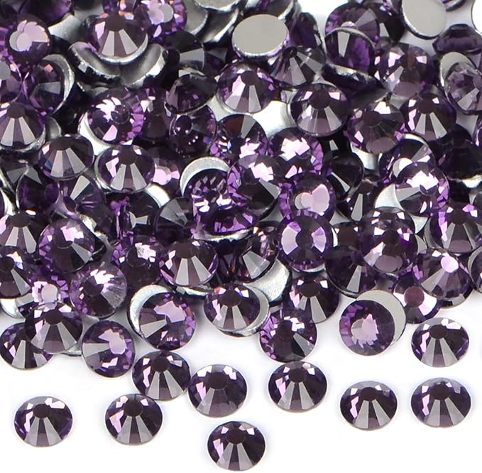 1440PCS Art Nail Rhinestones Non Hotfix Glue Fix Round Crystals Glass Flatback for DIY Jewelry Making with one Picking Pen (ss12 1440pcs, Tazanite)